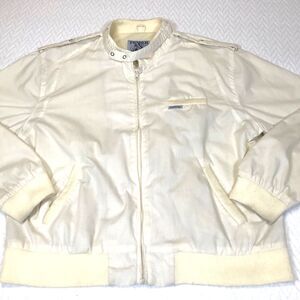 Trader Bay Mens Size Large Bomber Jacket White Pockets VTG 90s
